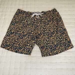 Trunks Swim Trunks Men's 38 Orange & Blue Floral Print Print, Beach, Pool